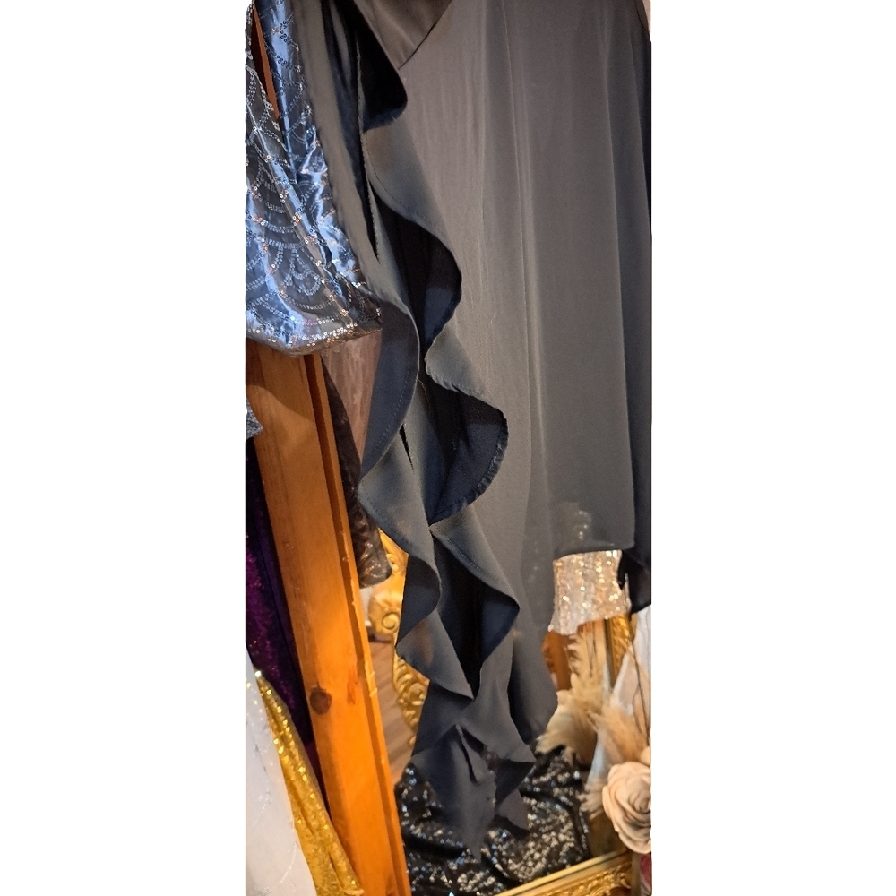 Prinzzesa Boutique Sheer Black Women's Top. Open Sides Cape Top. - Picture 6 of 9